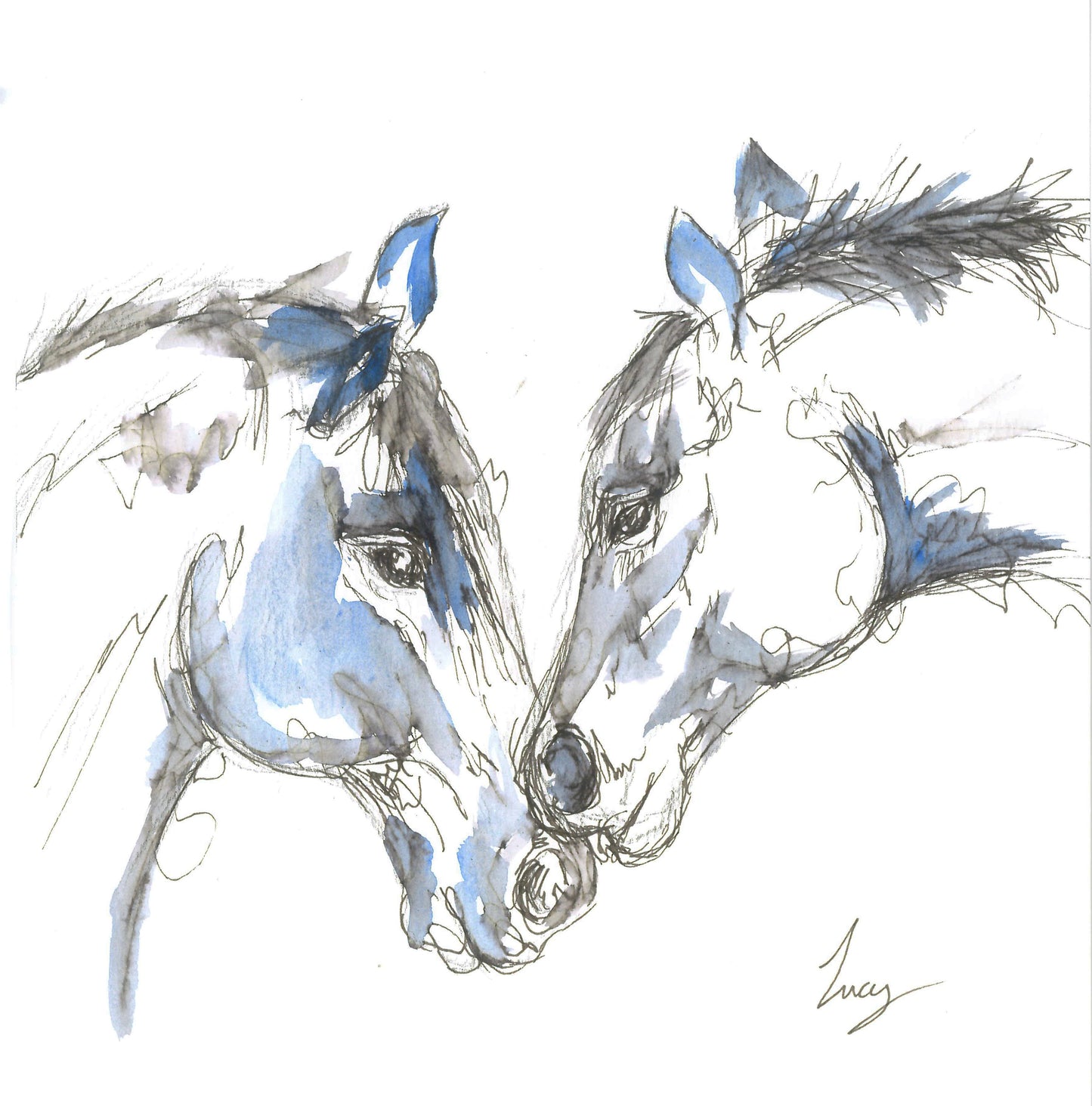 ‘Just the Two of Us’ Horse Art work A4 Print